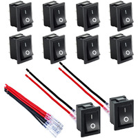 Daiertek Mini Rocker Switch 12V 20A T85 2 Pin Spst Small On Off Switch 120V 10A On And Off Rocker Toggle Kcd1 Switch Pre-Wired Black For Automotive, Car -10Pack