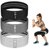 Te-Rich Resistance Bands For Legs And Butt, Fabric Workout Loop Bands, Set Of 3