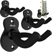 Guitar Wall Mount Hanger 4-Pack, Moodve Metal Guitar Hanger, Guitar-Shaped Guitar Wall Hanger, Black Guitar Holder Stand For Bass Electric Acoustic Guitar Ukulele (Guitar Shape)