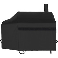 Nexcover Offset Smoker Cover - 60 Inch Waterproof Charcoal Grill Cover, Outdoor Heavy Duty Bbq Cover, Rip Resistant Smokestack Barbecue Cover For Brinkmann Char-Broil Weber Nexgrill, Black.