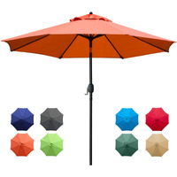 Sunnyglade 9Ft Patio Umbrella Outdoor Table Umbrella With 8 Sturdy Ribs (Orange)