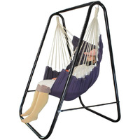 Pirny Hammock Chair Stand, Include Large Hanging Indoor Swing,Max Load 500 Lbs, Heavy-Duty Steel Hammock Stand For Indoor Outdoor(Grey)