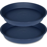 Bleuhome 2 Pack Of 18 19 Inch Plant Saucer Drip Tray (16.6 Inch Base), Heavy Duty Deep Plant Saucers For Pots, Plastic Flower Planter Water Trays For Indoors Outdoor (19", Blue)