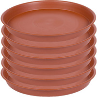 Bleuhome 6 Pack Of 6 Inch Plant Saucer, 4 6 8 10 12 14 16 Inch Plant Saucers, Heavy Duty Plastic Plant Water Tray, Planter Drip Trays For Pot, Flower Saucers For Indoors (6 Inch, Terracotta)