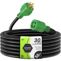 Rvmate 30 Amp Generator Cord 4 Prong 50 Feet, Nema L14-30P/L14-30R, 125/250V Up To 7500W 10 Gauge Sjtw Generator Extension Cord, Etl Listed