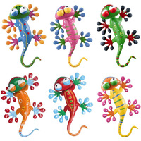 Yeahome 6 Pack Metal Geckos Inspirational Wall Art, Mexican Outdoor Wall Decor With Shaking Head, Lizard Wall Sculptures & Statues For Farmhouse, Porch, Patio, Lawn, Fence