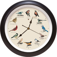 Mark Feldstein And Associates Original Singing Bird Wall Clock, 13 Inch (Black)