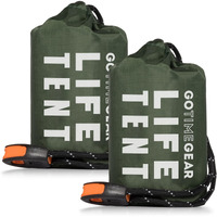Go Time Gear Life Tent Emergency Survival Shelter - 2 Person Emergency Tent - Use As Survival Tent, Emergency Shelter, Tube Tent, Survival Tarp - Green 2 Pack