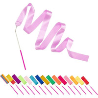Pamase Dance Ribbons - 16 Packs Ribbon Wands With Non-Slip Handle For Kids, 6.6Ft Rhythmic Gymnastics Dancing Rainbow Twirler Sticks Streamers Dance Flags