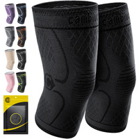 Cambivo 2 Pack Knee Brace, Knee Compression Sleeve For Men And Women, Knee Support For Running, Workout, Gym, Hiking, Sports (Black,Large)