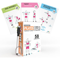 Flexies Pilates Bar Workout Cards - 58 Exercise Cards With Pilates Stick Work Out Postures, Instructions & Breathing Tips  Free Ring & Dry-Erase Marker To Create Your Customize Workout Planner Chart