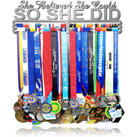 Lapetale Fashion Medal Hanger Holder Display Wall Rack Frame Shelf In 16" Long-Medal Hanger Awards Ribbon Cheer,Gymnastics,Soccer,Softball Holder Display Custom Rack For Sports Medals Easy To Install