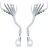 Topcabin 1 Pair Bicycle Mirror,Big View Bike Rear View Mirror Blindsight Multi Angle Adjustable Bike Mirror Billet Aluminum Chrome Plated Outside Skull Claw Style Also Suitable For Motorcycle Mirror