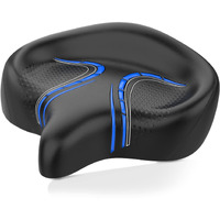 Bluewind Oversized Bike Seat, Wide Bicycle Saddle Novel Backrest Design For Electric Bike, Universal Fit Exercise Or Road Stationary Bike Seat Cushion For Men & Women (Blue)