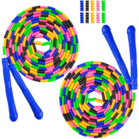 Beprezco Long Jump Rope,Double Dutch Jump Rope 16 Ft 2 Pack, Jump Rope For Kids Adults, Beaded Segmented Skipping Rope (Blue)