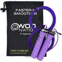 Wod Nation Attack Speed Jump Rope : Adjustable Jumping Ropes : Unique Two Cable Skipping Workout System : One Thick And One Light 11 Foot Cable : Perfect For Double Unders : Men And Women