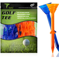 Tovii 3-1/4" Big Cup Plastic Golf Tees 40 Pack|Excellent Durability And Stability Tees |Golf Plastic Tees Reduced Friction & Side Spin (Orange/Blue)