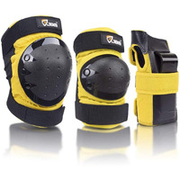 Jbm International Adult / Child Knee Pads Elbow Pads Wrist Guards 3 In 1 Protective Gear Set, Yellow, Youth / Child
