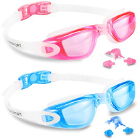 Eversport Kids Swim Goggles, Pack Of 2 Swimming Goggles For Children Teens, Anti-Fog Anti-Uv Youth Swim Glasses Leak Proof For Age4-16