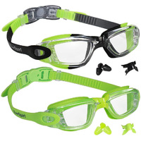 Eversport Kids Swim Goggles, Pack Of 2 Swimming Goggles For Children Teens, Anti-Fog Anti-Uv Youth Swim Glasses Leak Proof For Age4-16