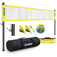 Patiassy Portable Professional Outdoor Volleyball Net Set With Winch System, Adjustable Height Aluminum Poles, Volleyball With Pump And Carrying Bag For Backyard Beach