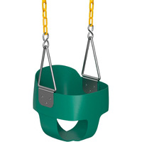 Jungle Gym Kingdom Toddler Swing - Heavy Duty, High Back, Full Bucket Baby Swing Seat With Coated Chains For Outdoor Use - Fully Assembled - Green