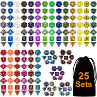 Dnd Double-Colors Polyhedron Dice Set For Dungeons And Dragons D&D Rpg Mtg Table Games D4 D6 D8 D10 D% D12 D20 25 Colors Dice With 1 Large Flannel Bag, 25 X 7 (175 Pieces)