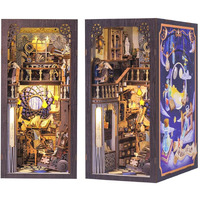 Cutebee Diy Book Nook Kit With Dust Cover, Diy Dollhouse Booknook Bookshelf Insert Decor Alley, Bookends Model Build-Creativity Kit With Led Light(Nebula Common Room)