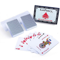 Lotfancy Playing Cards, 100% Plastic, Waterproof - 2 Decks Of Cards With Plastic Cases, Poker Size Standard Index, For Magic Props, Pool Beach Water Card Games