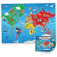 World Map Puzzle For Kids - 75 Piece - World Puzzles With Continents - Childrens Jigsaw Geography Puzzles For Kids Ages 4-8, 5, 6, 7, 8-10 Year Olds - Globe Atlas Puzzle Maps For Kids Learning Games