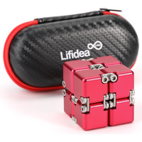 Lifidea Aluminum Alloy Metal Infinity Cube Fidget Cube (6 Colors) Handheld Fidget Toy Desk Toy With Cool Case Infinity Magic Cube Relieve Stress Anxiety Adhd Ocd For Kids And Adults (Red)