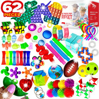 62 Pack Fidget Toys Set, Sensory Party Favors Gifts For Kids Adults Autism Stress Relief Stocking Stuffers Pop It Autistic Bulk Boys Girls Goodie Bags Pinata Fillers Treasure Box Classroom Prizes