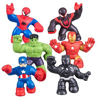 Heroes Of Goo Jit Zu Marvel Mega Mini 6 Pack - Squishy, Stretchy, Gooey Mini Heroes - Ironman, Spider-Man, Captain America, Miles Morales, Hulk And Black Panther