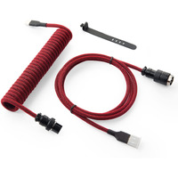 Gunmjo Pro Custom Coiled Usb C Cable For Gaming Keyboard, Double-Sleeved Mechanical Keyboard Cable With Detachable Metal Aviator, 1.5M Usb-C To Usb-A, Red Color