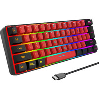 Snpurdiri 60% Wired Gaming Keyboard,True Rgb Mini Keyboard, Waterproof Small Compact 61 Keys Keyboard For Pc/Mac Gamer, Typist, Travel, Easy To Carry On Business Trip(Black-Red)