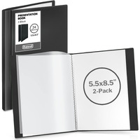 Dunwell Small Binders With Sleeves - Presentation Books 5.5X8.5 (2-Pack, Black), 24-Pockets, Displays 48 Half Size Pages Or 5.5 X 8.5 Mini Booklets, Acid-Free Archival Quality