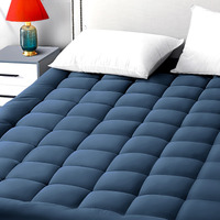 Easeland Queen Size Mattress Pad Pillow Top Mattress Cover Quilted Fitted Mattress Protector 8-21" Deep Pocket Cooling Mattress Topper (60X80 Inches, Dark Blue)