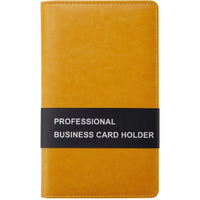 Sooez Leather Business Card Book Holder, Professional Business Cards Book Organizer Pu Name Card Credit Cards Book Holder Booklet, 240 Card Capacity (Orange)