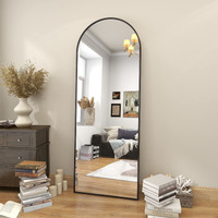 Beautypeak 64"X21" Arch Floor Mirror, Full Length Mirror Wall Mirror Hanging Or Leaning Arched-Top Full Body Mirror With Stand For Bedroom, Dressing Room, Black