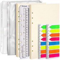 Leobro Refillable A5 Notebook Set, 2 Pack Dotted Filler Paper, 320 Pcs Index Tabs, With Binder Pocket, 3-Pocket Loose-Leaf Bags, Ruler Marker, Paper Refill For 6-Ring A5 Planner