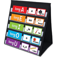 Auvcas Tabletop Pocket Chart For Classroom Or Home,Small Double Sided Stand Pocket Chart - Fits Standard 3 Sentence Strips And Cards (Black)