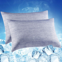Luxear Cooling Pillow Cases, 2 Pack Arc-Chill Cool Pillowcases With Double-Side Design [Cooling & Cotton], Anti-Static, Skin-Friendly, Machine Washable Hidden Zipper Cold Pillow Cases (20X26\'\')-Blue