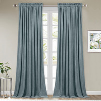 Stangh Stone Blue Curtains For Nursery Bedroom Soft Velvet Thermal Insulated Window Treatment Rod Pocket Privacy Room Darkening Panels For Living Dining Room, W52 X L102, 2 Panels
