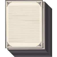 96 Sheets Fancy Vintage Lined Paper With Antique Border Design, Aged Stationery For Writing Letters, Invitations, Poems, Lyrics, Notes, Cream Color (8.5X11 Inches)