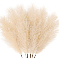 Zifty Boho Decor 7-Pcs 38\"/3.1Ft Faux Pampas Grass Large Tall Fluffy Artificial Fake Flower Bulrush Reed Grass For Vase Filler Farmhouse Home Wedding Decor (Beige)