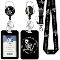 Funny Skeleton Badge Reel Retractable Heavy Duty With 360 Swivel Carabiner Clip, Sarcastic Xray Id Badge Holder With Breakaway Lanyard, Id Card Holder Keychain Name Badge Clip, Nurse Teacher Gifts