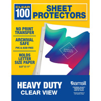 Samsill 100 Pack Sheet Protectors For 3 Ring Binder, 8.5 X 11 Inch Page Protectors, Heavy Duty, Clear Protector, Letter Size, Top Loading, Acid Free, 100 Pack