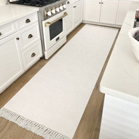 Collive Long Hallway Runner Rug 2.6' X 7', Washable Runner Indoor Entryway Rug, White/Beige Braided Woven Kitchen Runner Rugs Low-Profile Front Door Floor Carpet For Laundry Room Bedroom Doorway
