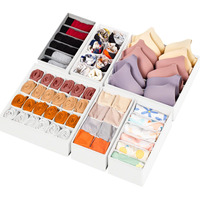 6 Pack Sock Underwear Drawer Organizer Dividers, 58 Cell Foldable Fabric Dresser Closet Organizers And Storage Bins For Clothing, Baby Clothes, Bra, Panty, Scarf, Ties (White)