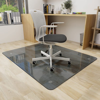 Glsland Office Chair Mat, 36" X 46" Grey Tempered Glass Floor Mat For Office Chair On Carpet, 1/5" Thick Computer Floor Mat With 4 Anti-Slip Pads